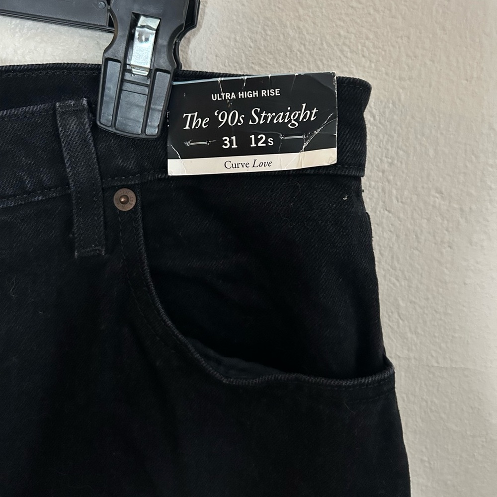 NWT Abercrombie & Fitch Curve Love The 90s Straight Ultra High Rise Black 31 12s - Picture 9 of 12